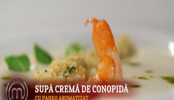 Reteta MasterChef: Supa crema de conopida cu salota, camembert si panko aromat cu pesto