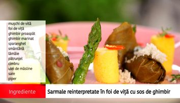 Sarmale reinterpretate in foi de vita de vie cu sos de ghimbir