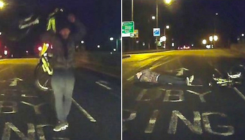 Un biciclist a vrut sa isi insceneze un accident pentru a primi bani, dar a fost surprins pe camera de bord