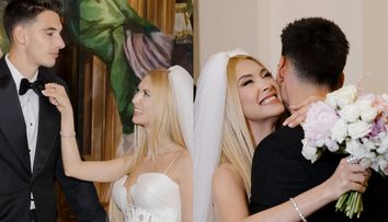 Primele imagini cu Andreea Bălan în rochie de mireasă. Artista a ales o rochie cu o trenă lungă de câțiva metri