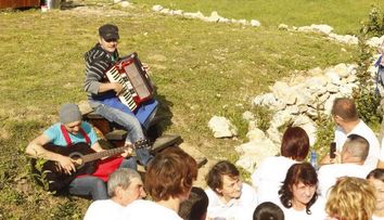 Octavian Strunila canta la acordeon, iar Catalin Josan la chitara. Vedetele de la 
