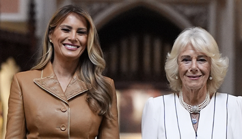 Melania Trump, într-o ținută de piele cafenie, la întâlnirea cu Regina Camilla. Fanii, bulversați: ”Arată ca o canapea!”