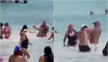 Scene șocante la plajă! Un bărbat, care a bătut două femei, a fost luat la pumni de mai mulți turiști. Momentul, surprins de martori