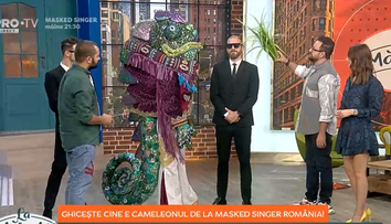 Cătălin Măruță, față în față cu un nou personaj Masked Singer! Tu ghicești cine se ascunde în costumul Cameleonului?