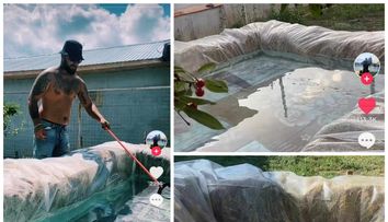 Și-a făcut piscină din baloți de paie și a devenit vedetă pe TikTok: “Moare de ciudă Dorian Popa”
