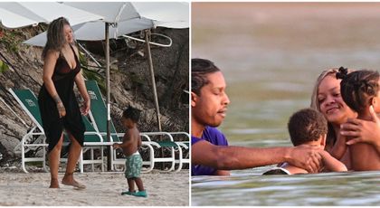 Așa arată fericirea! Rihanna, ipostaze rare alături de cei doi copii și iubitul A$AP Rocky pe o plajă din Barbados