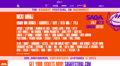 SAGA festival 2024: Line-up și programul pe zile.  Ziua în care cântă Nicki Minaj este deja SOLD OUT. Rita Ora și Tyla sunt headlinerii care se alătură anul acesta celui mai mare festival din București