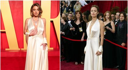Cine e actrița care a “furat” look-ul de Oscar al Angelinei Jolie, din 2004. A purtat aceeași rochie pe covorul roșu