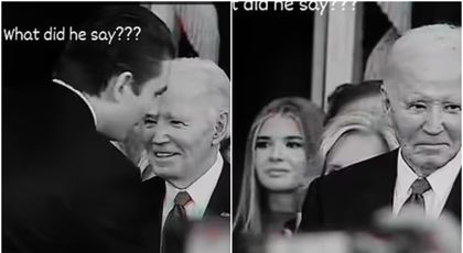 Momentul în care Barron Trump îi șoptește la ureche lui Joe Biden și îi șterge zâmbetul de pe față. ”Îmi scriu pe tricou replica!”