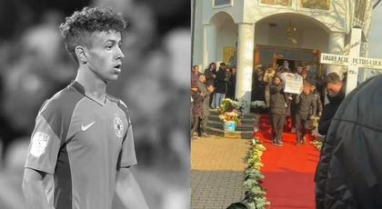 Moment sfâșietor la înmormântarea lui Luca Manolache, fotbalistul care a murit la doar 19 ani. Ce s-a întâmplat când sicriul cu trupul neînsuflețit al tânărului a fost scos din biserică: „Nu mai poate tati, băiatul meu...”