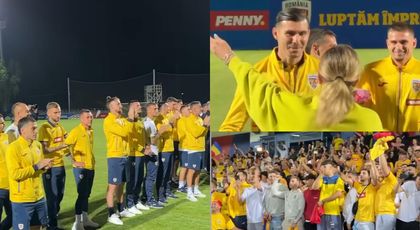 Echipa Națională a României, primită cu ropote de aplauze la Mogoșoaia. Suporterii i-au cântat în cor „La mulți ani” lui Florin Niță