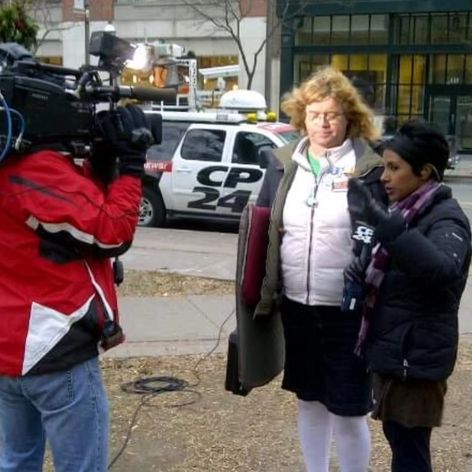 This picture, taken thirteen years ago, is of an interview I did with CP 24 as I fought for tran