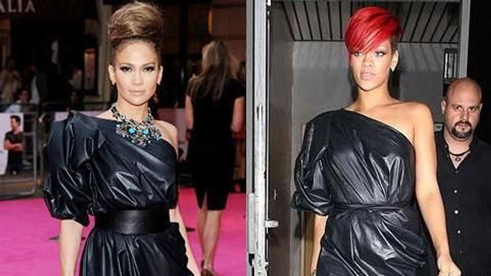 Jennifer Lopez versus Rihanna! Cui ii sta mai bine in rochia neagra Lanvin?