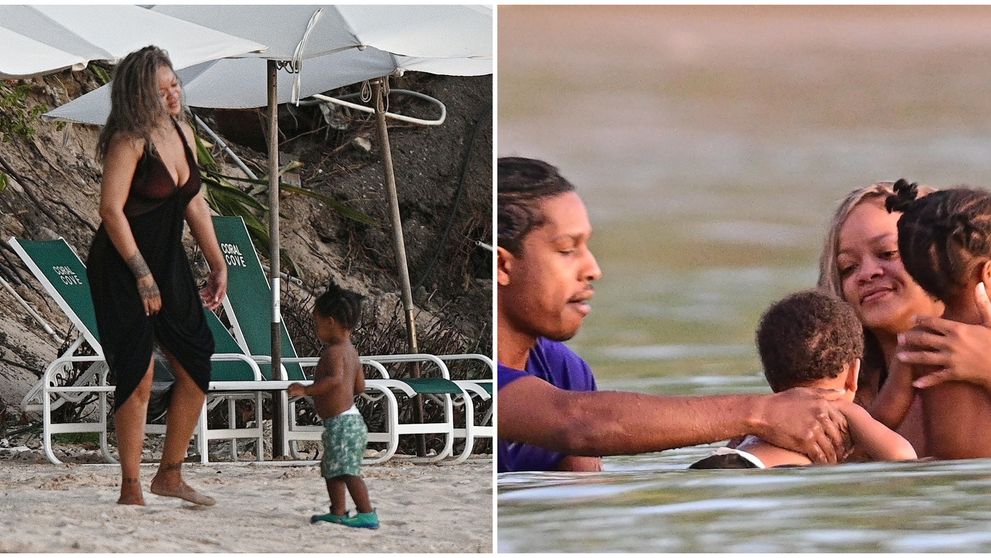 Așa arată fericirea! Rihanna, ipostaze rare alături de cei doi copii și iubitul A$AP Rocky pe o plajă din Barbados