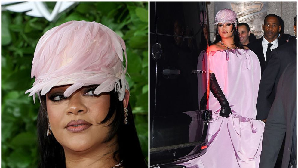 „Arată ca o pasăre care tocmai a ieșit din ou!” Rihanna, ridiculizată pentru rochia roz “cearceaf” și pălăria cu pene