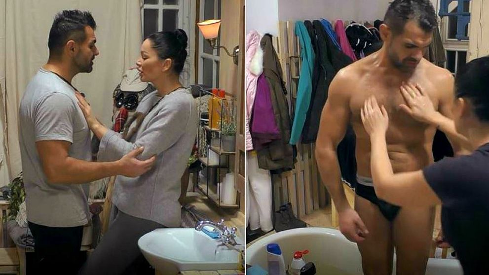 Brigitte îi face baie lui Florin Pastramă. Imaginile vorbesc de la sine