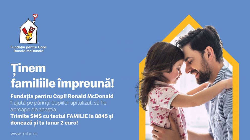 (P) Donează 2 euro lunar prin SMS și susține Fundația pentru Copii Ronald McDonald
