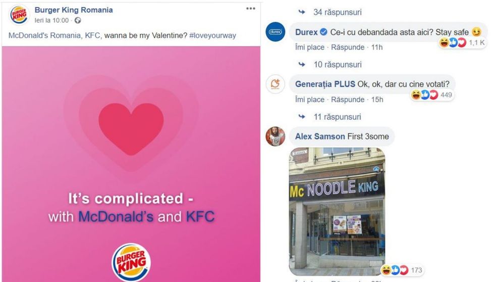 Viralul momentului în România. Triunghiul amoros dintre Burger King, McDonald's și KFC