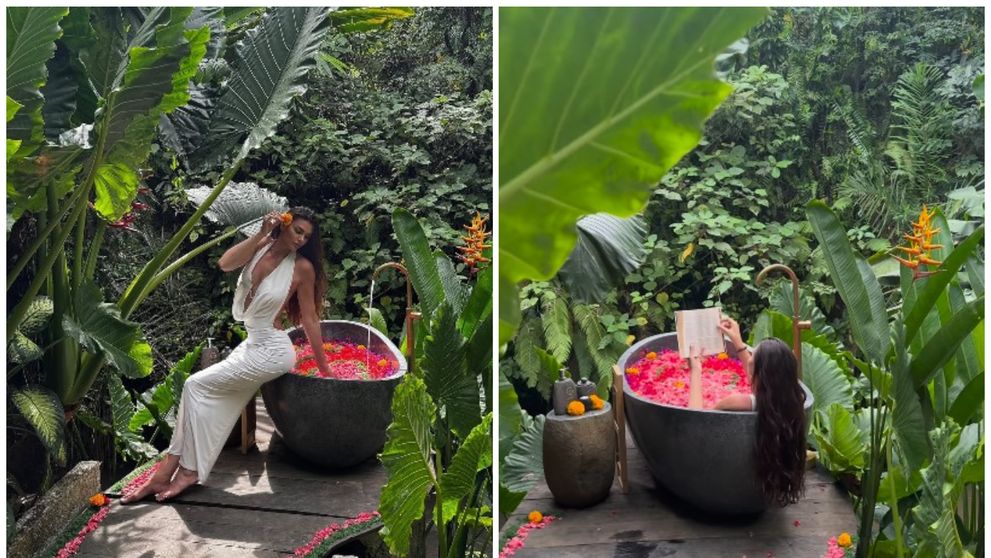 Imagini din Paradis! Ramona Gabor s-a lăsat filmată în timp ce se îmbăia într-o cadă cu petale de flori, în mijlocul naturii: „Oare visez?”