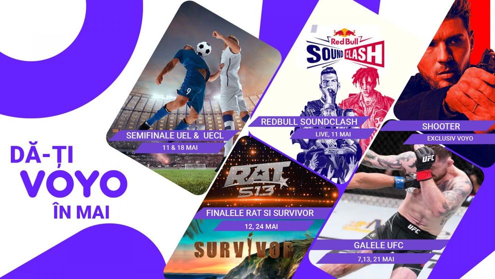 În luna mai, vezi pe VOYO semifinalele UEFA, filmul Gata oricând: Eroii de la podul Jiului și Redbull SoundClash!