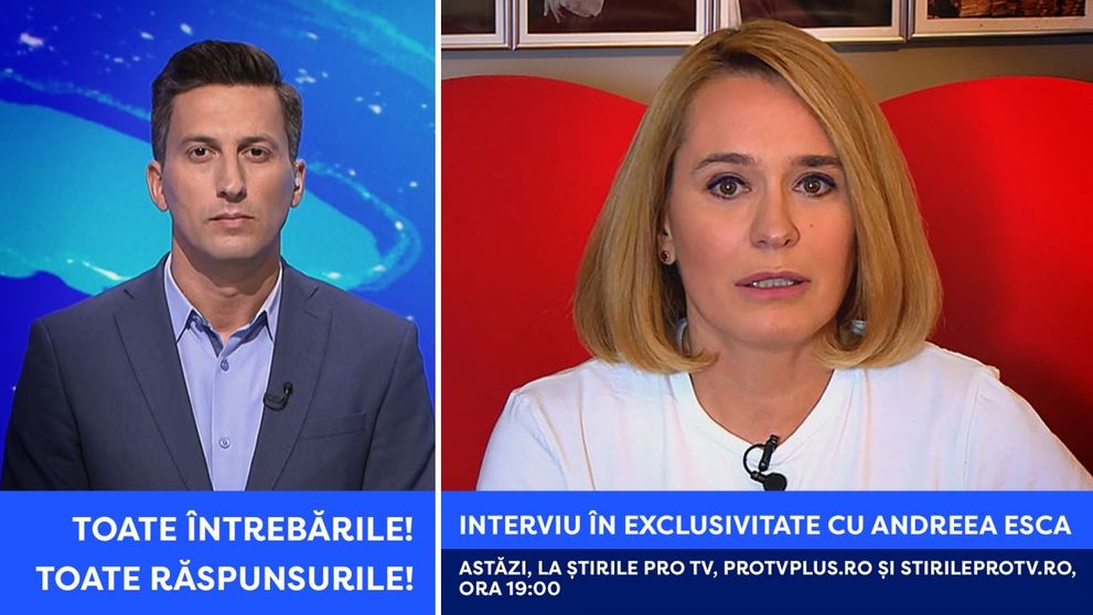 Andreea Esca se întoarce: interviu exclusiv la ȘTIRILE PRO TV de la ora 19.00