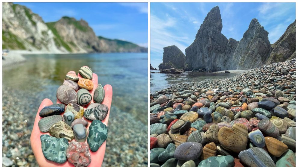 Această plajă cu pietre colorate este un miracol natural. Puțini știu unde se află