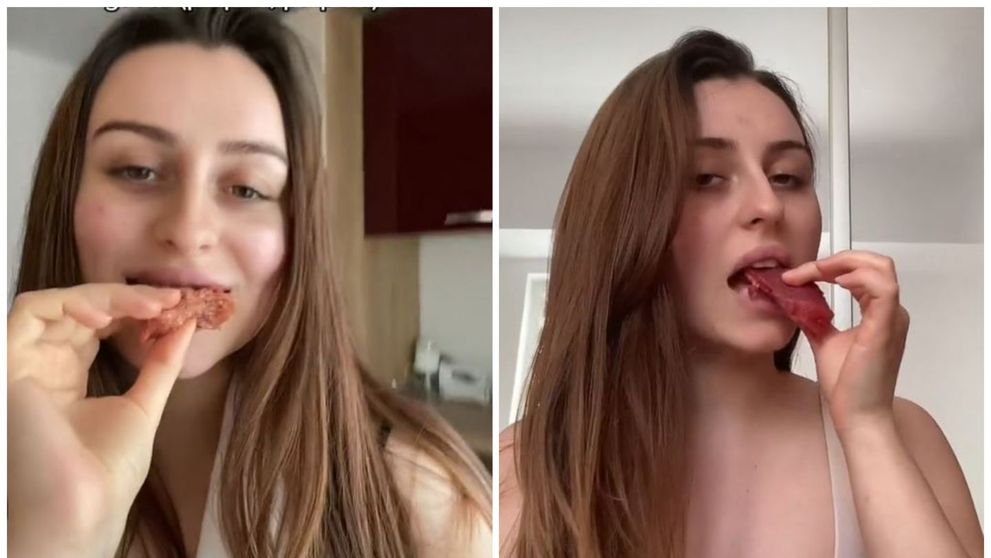 Filmulețele unei românce sunt virale pe TikTok! Sabina se filmează în timp ce consumă carne crudă