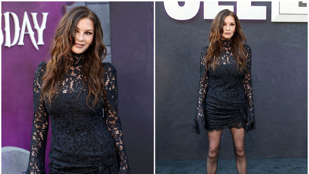Trup de zeiță la 56 de ani: Catherine Zeta-Jones, seducătoare într-o rochie mini de dantelă. Fanii, necruțători: „Prea bătrână pentru o fustă scurtă”