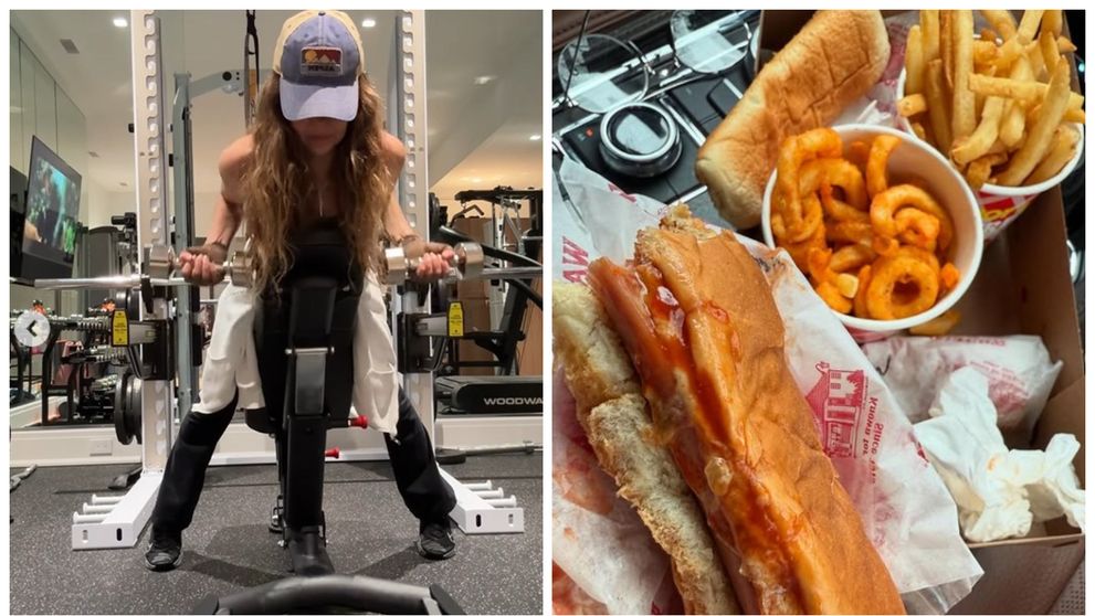 Cântăreața care se dă în vânt după fast-food. Își comandă o porție mare de cartofi prăjiți, iar apoi trage greu de fiare pentru a-și menține siluetă fără cusur