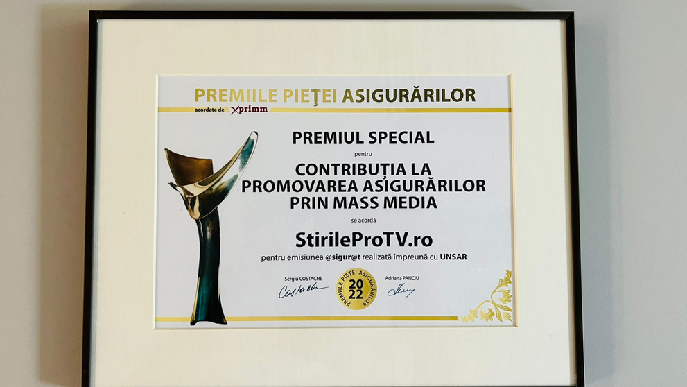 StirileProTV.ro, premiat pentru educație financiară datorită emisiunii @sigur@t