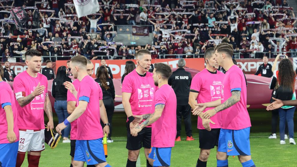 Echipele Rapid și FCSB, în roz la derby-ul etapei pentru a susține  Fundația Renașterea și a încuraja participarea la  Race for the Cure Romania, ediția a 10-a