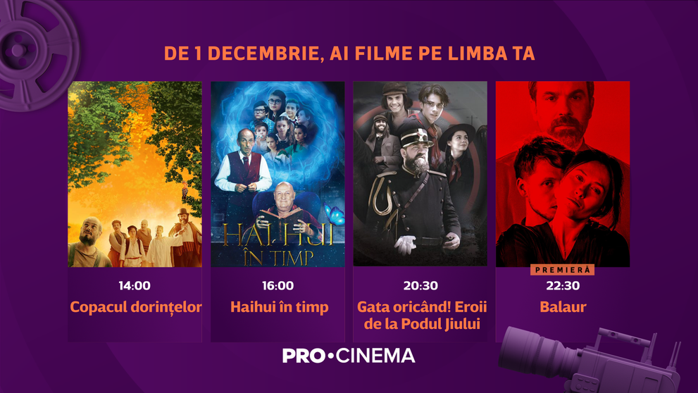 Filme ce vor aduce spiritul Crăciunului, seria The Hobbit și producții românești – toate vor putea fi urmărite în decembrie, la PRO Cinema