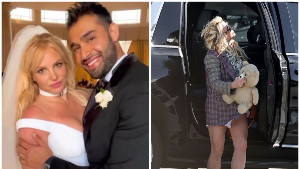 Britney Spears, răvășită, fără verighetă și cu un urs de pluș în brațe. Probleme la 10 luni de la căsătorie