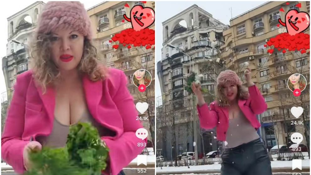 Oana Lis o parodiază pe Miley Cyrus pe TikTok - pătrunjel în loc de flori și zăpadă în loc de nisip: Altceva nu imi permit!