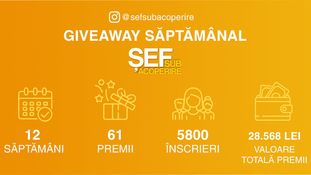 GIVEAWAY-ul Șef sub acoperire la final: 61 de premii, în valoare totală de 28.568 lei