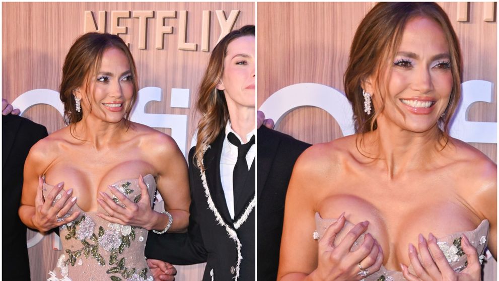 Inevitabilul s-a întâmplat: rochia i-a creat probleme chiar în fața paparazzilor! Ipostaza în care a fost fotografiată Jennifer Lopez