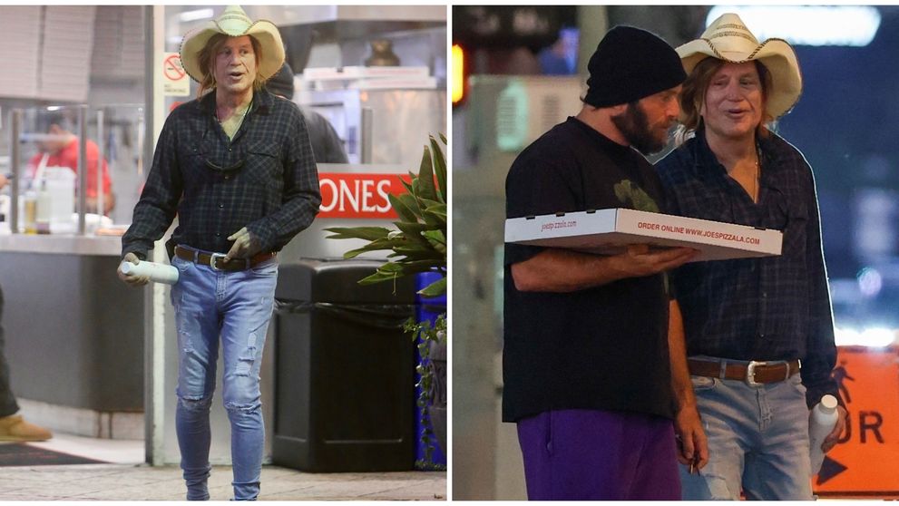 Primele imagini cu Mickey Rourke după ce a fost evacuat din casa din Los Angeles. Cu cine l-au surprins paparazzii pe străzi