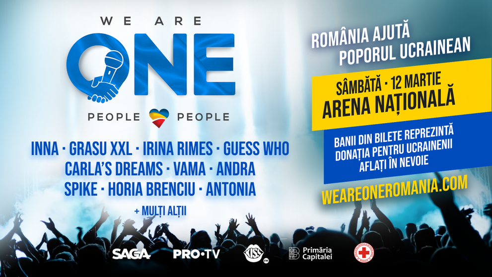 WE ARE ONE anunță primii artiști din line-up. Cel mai mare concert caritabil din România, pentru sprijinirea poporului ucrainean, are loc pe 12 martie, la Arena Națională