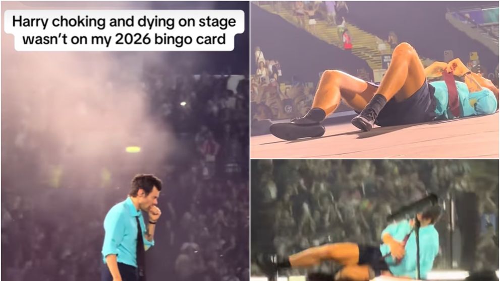 „Când a căzut în genunchi, inima mi s-a oprit”! Momente de panică la concertul lui Harry Styles: s-a înecat cu apă și a căzut pe scenă, iar fanii au crezut că a leșinat