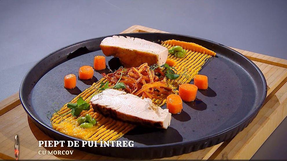 Masterchef 2024, 23 septembrie. Alexandru Hada - Pui gătit întreg acompaniat de texturi de morcov