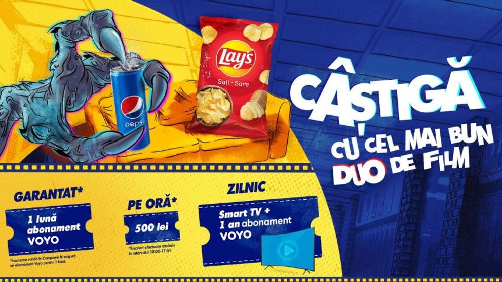 (P) Câștigă cu cel mai bun duo de film și Bobonete. Pepsi și Lay’s semnată DDB România