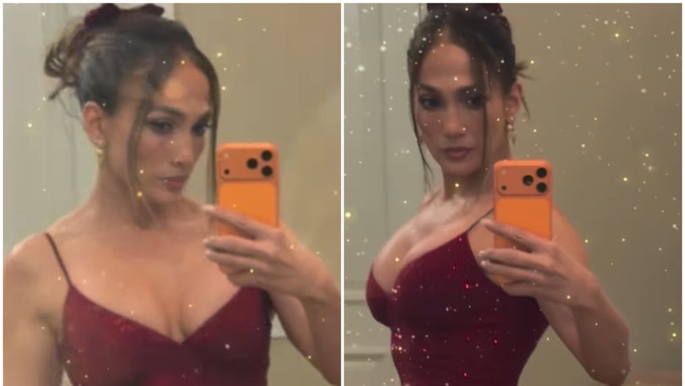 Și Moș Crăciun ar fi fost sedus de o asemenea apariție! Jennifer Lopez, irezistibilă la cina de Crăciun, într-o rochie seducătoare mulată și decoltată