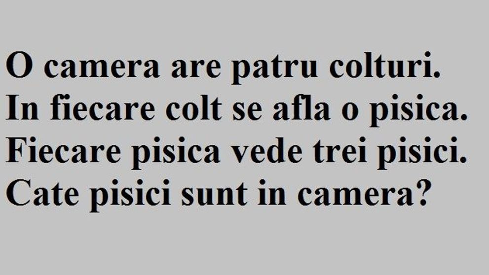 Problema de logica pe care putine persoane reusesc sa o rezolve din prima. Raspunsul nu e atat de evident pe cat crezi