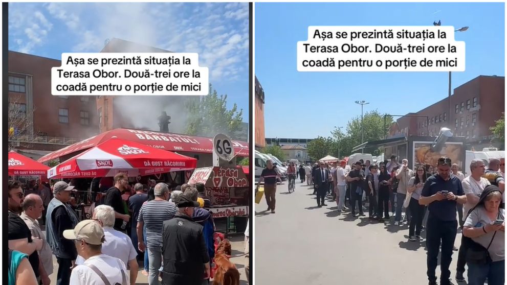 Cozi infernale la micii din Obor, de 1 Mai. Oamenii stăteau și 2-3 ore la rând ca să mănânce mititei