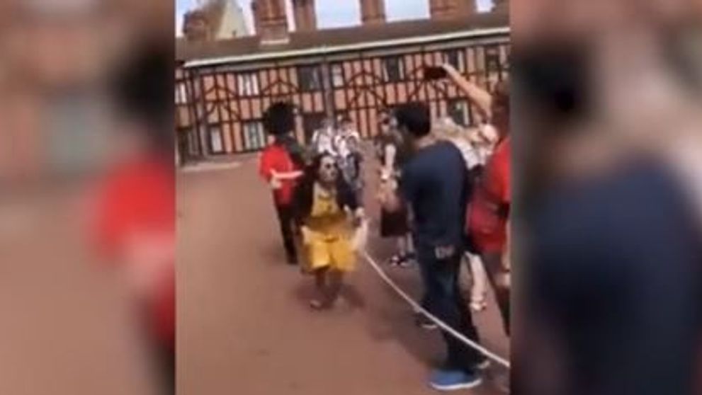 Turistă bruscată de unul dintre gardienii Reginei. Motivul pentru care bărbatul a împins-o
