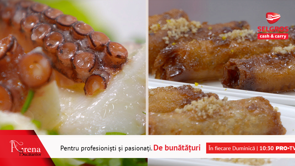 ARENA BUCĂTARILOR: Salată de caracatiță, caracatiță cu sos de gorgonzola si baclava cu nucă