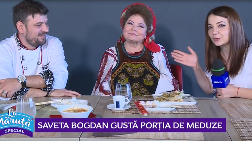 VIDEO Saveta Bogdan gustă porția de meduze