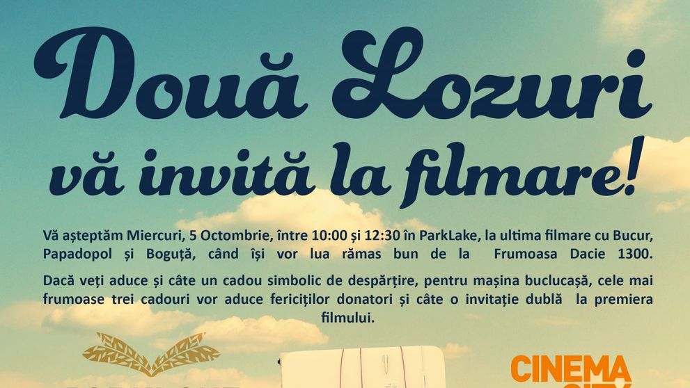 Miercuri, 5 octombrie, echipa Doua lozuri va invita la filmare!