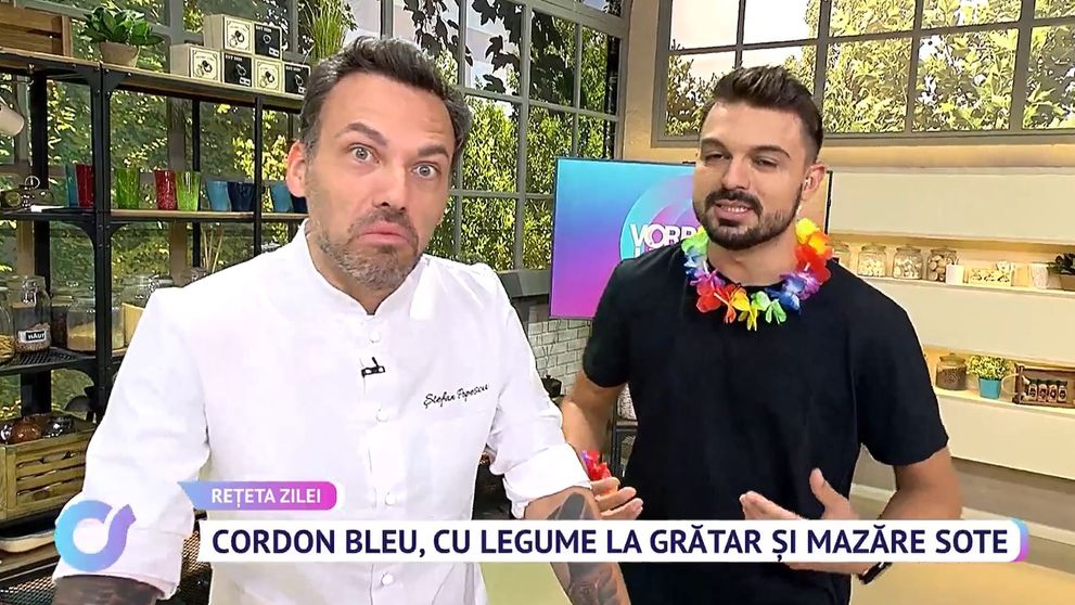 Stefan Popescu gătește la Vorbește lumea cordon bleu cu legume la grătar și cu mazăre