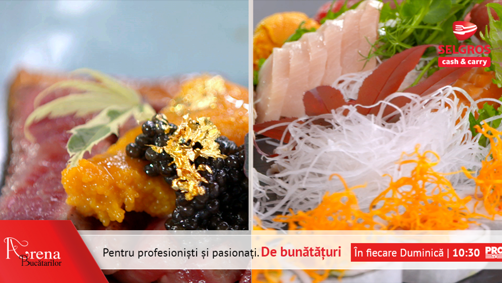 Mix platou de sushi si Vita Wagyu cu arici de mare si icre Beluga